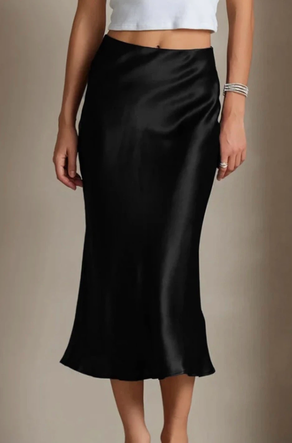 A New Day White Satin Midi Skirt - photo 4
