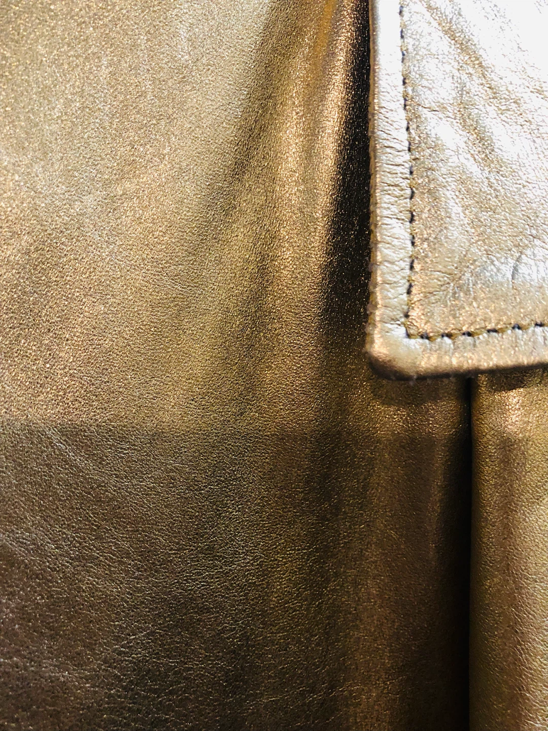 Gold pure leather Metallic Trench Coat L - photo 2