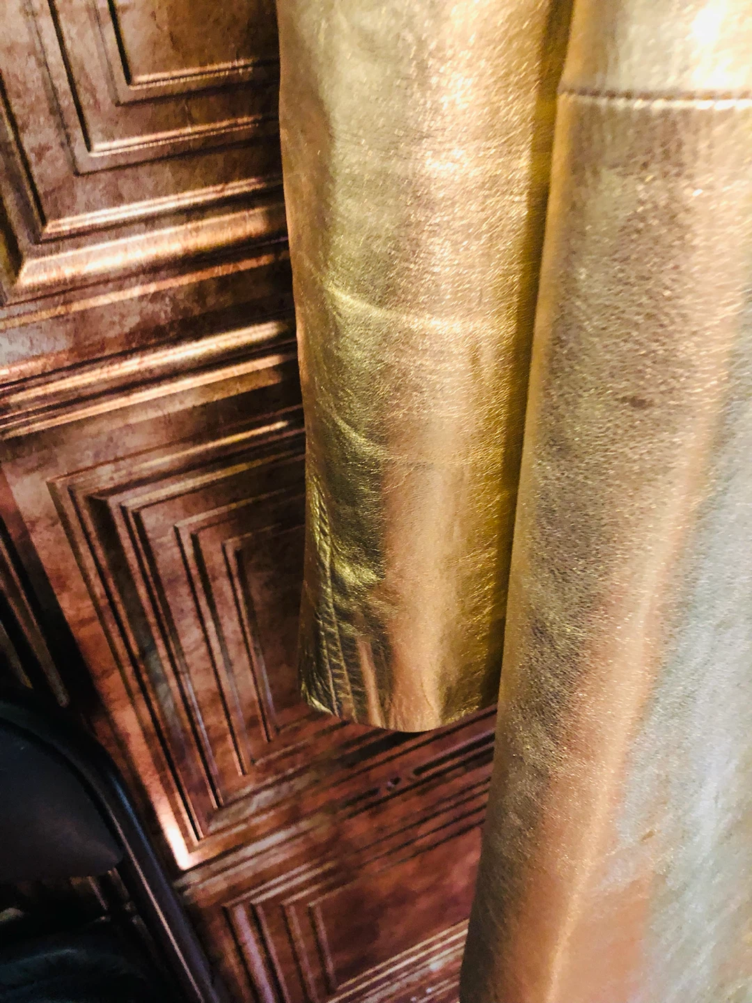 Gold pure leather Metallic Trench Coat L - photo 3