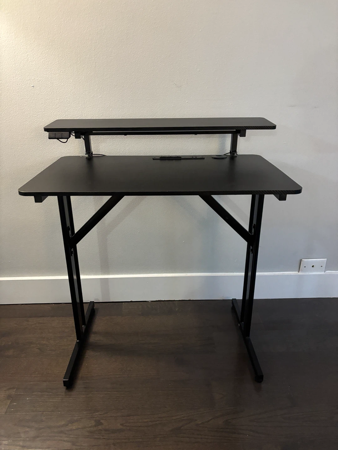32inch Black Desk with Riser Shelf