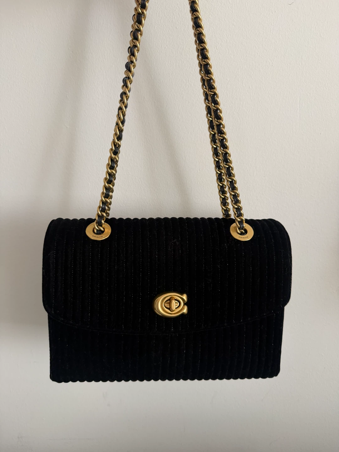 Coach Parker Black Velvet Shoulder Bag