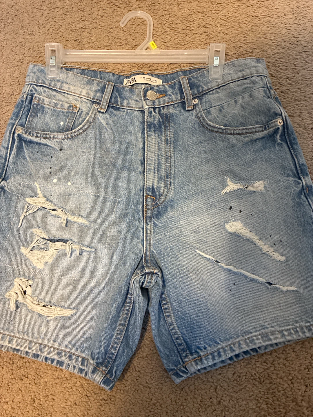 ZARA Denim Shorts with Paint Splatter