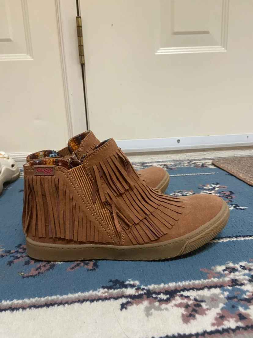 Brown Fringed Ankle Boots Womens 4