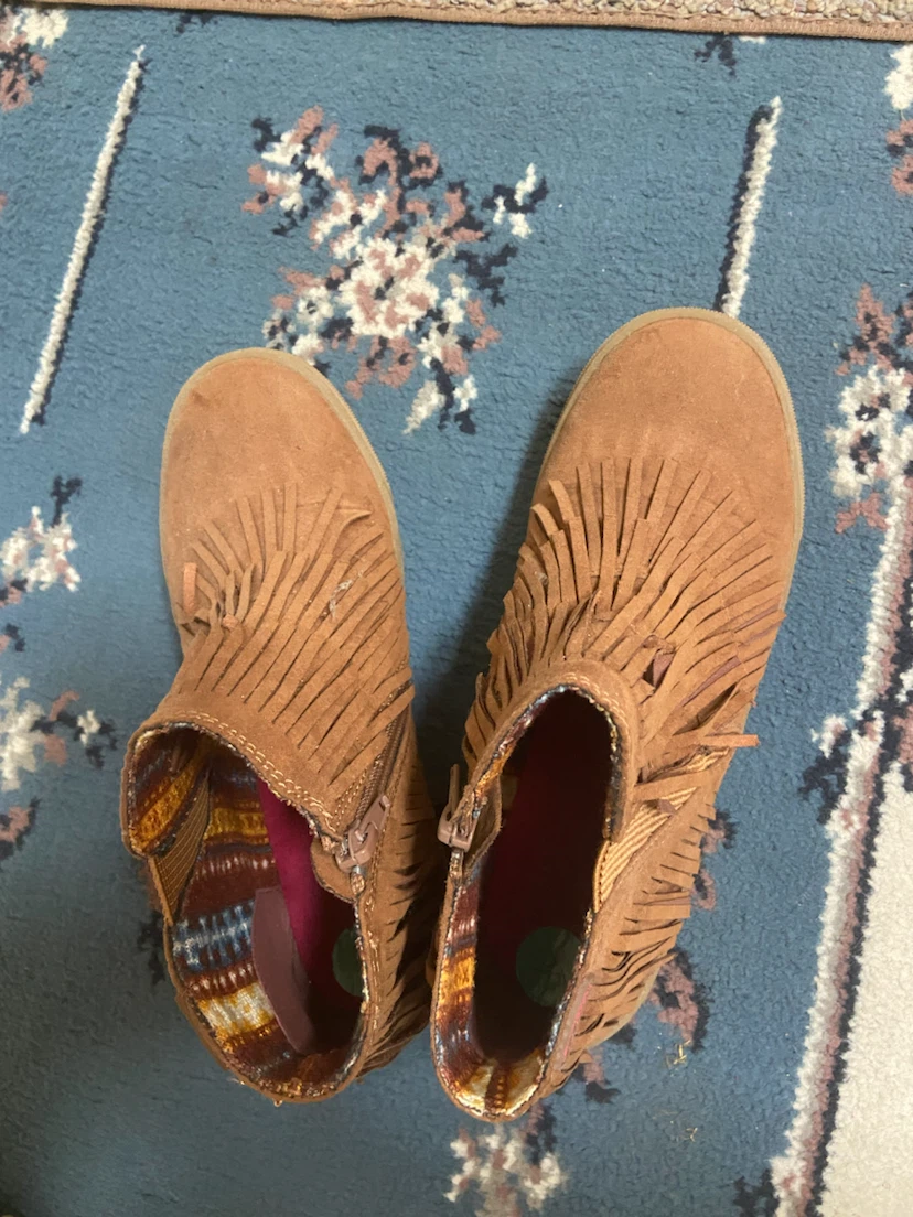 Brown Fringed Ankle Boots Womens 4 - photo 5