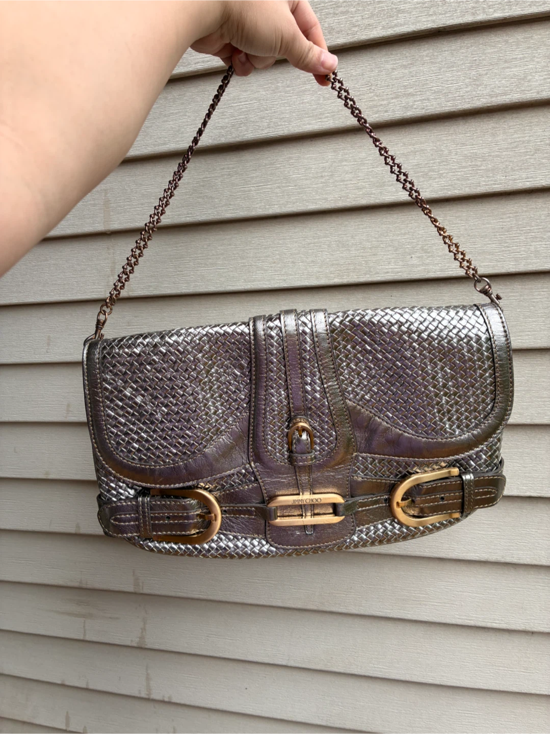 Authentic jimmy choo silver wooven