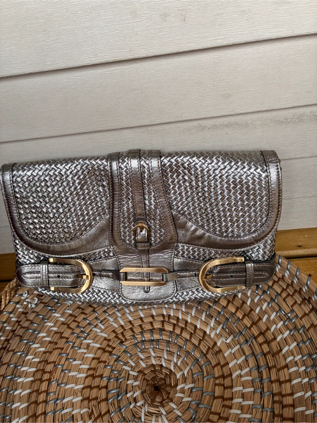 Authentic jimmy choo silver wooven - photo 2