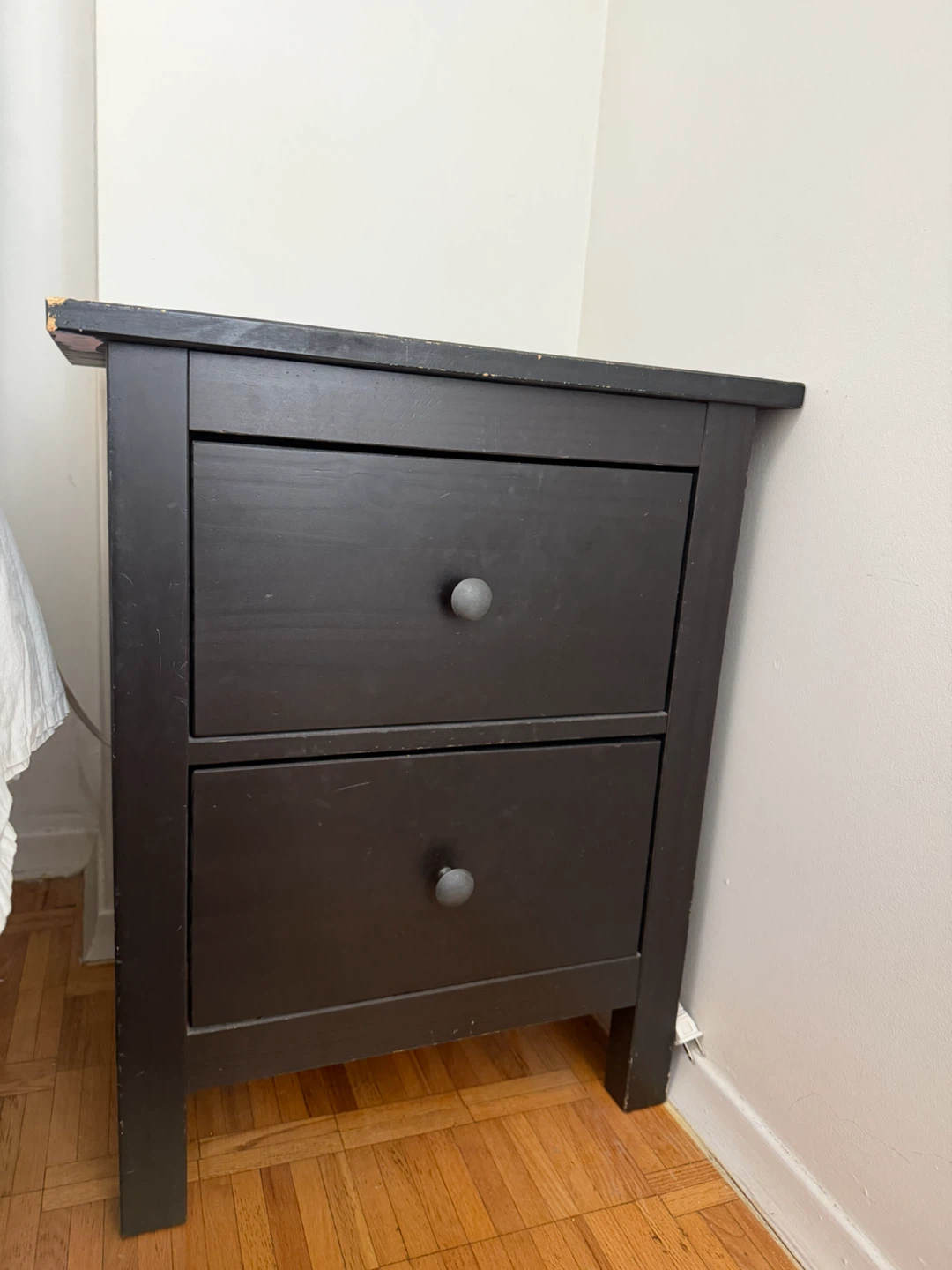 Dark Brown Two-Drawer Nightstand