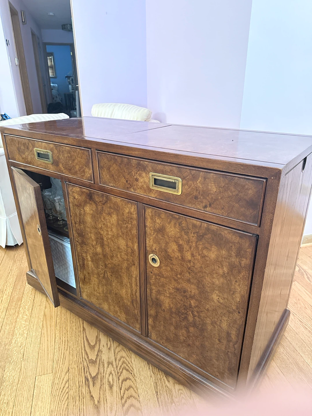 Vintage Wooden Bar Cabinet with Pull-Out Top - photo 2