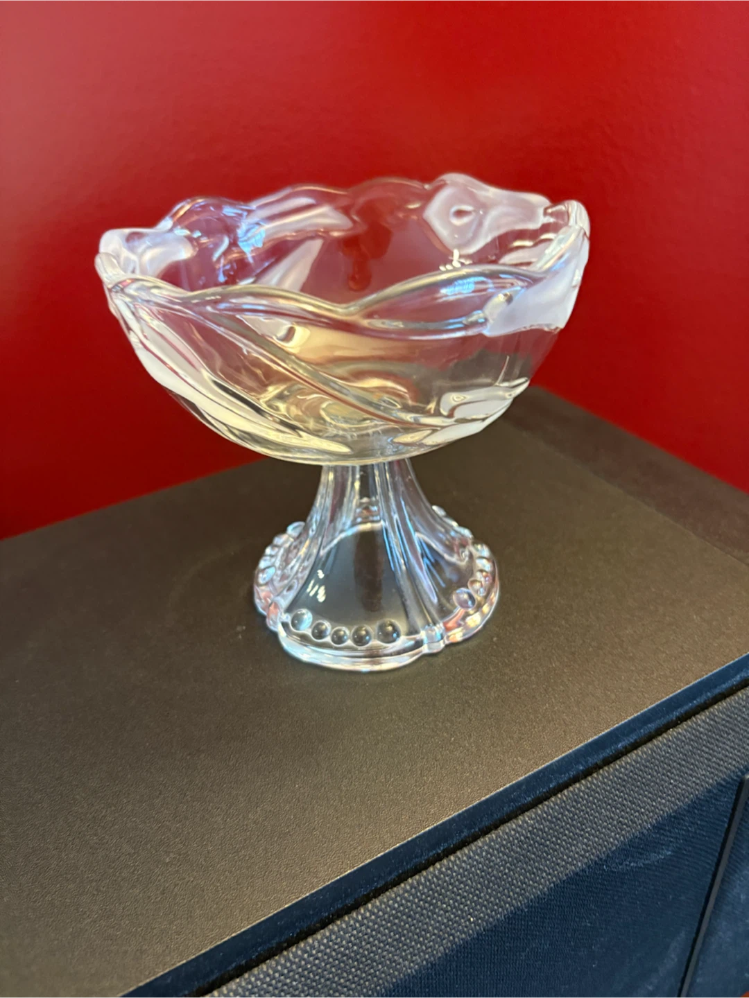 Mikasa Crystal Compote Bowl - Frosted Leaf Motif