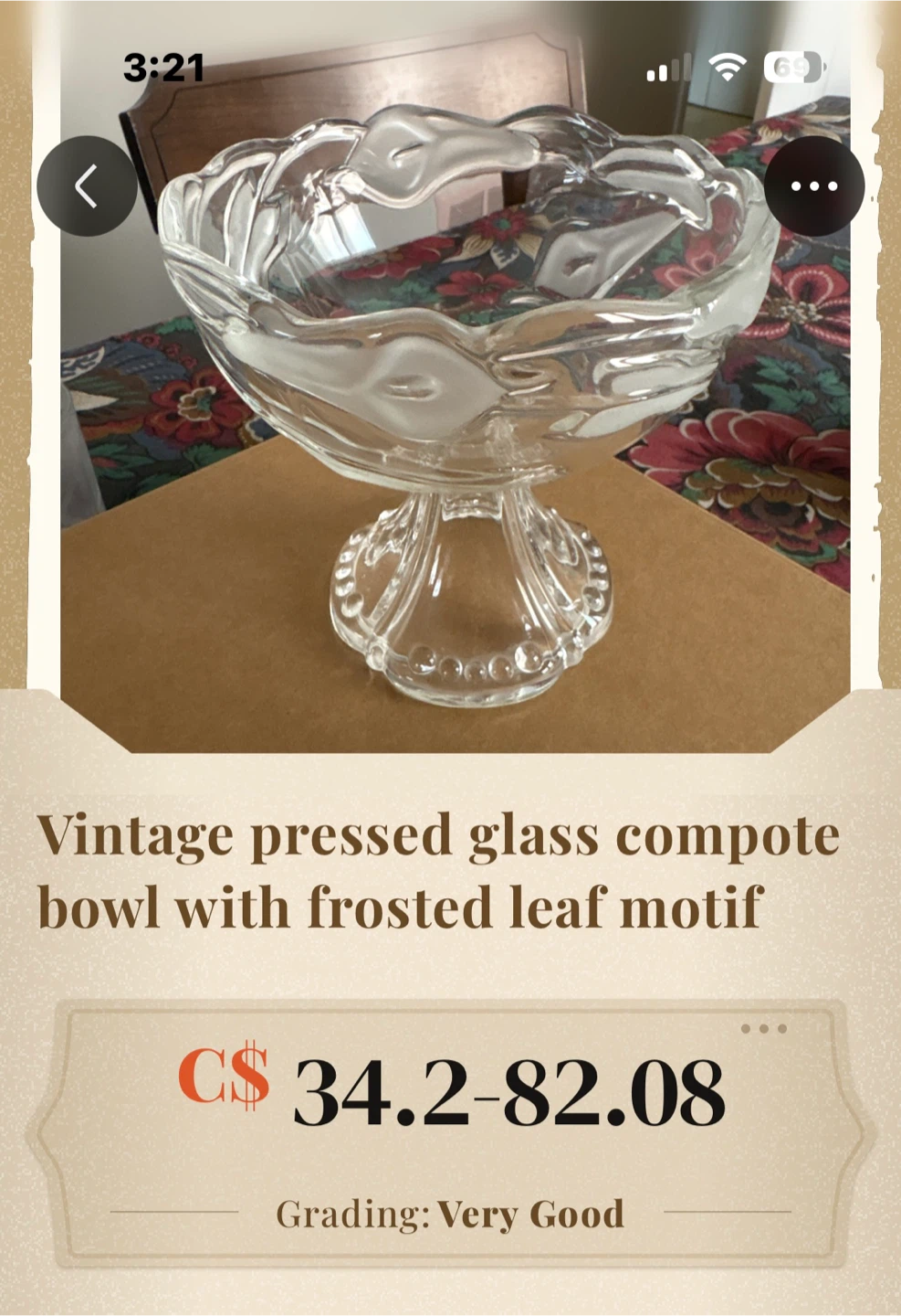 Mikasa Crystal Compote Bowl - Frosted Leaf Motif - photo 3