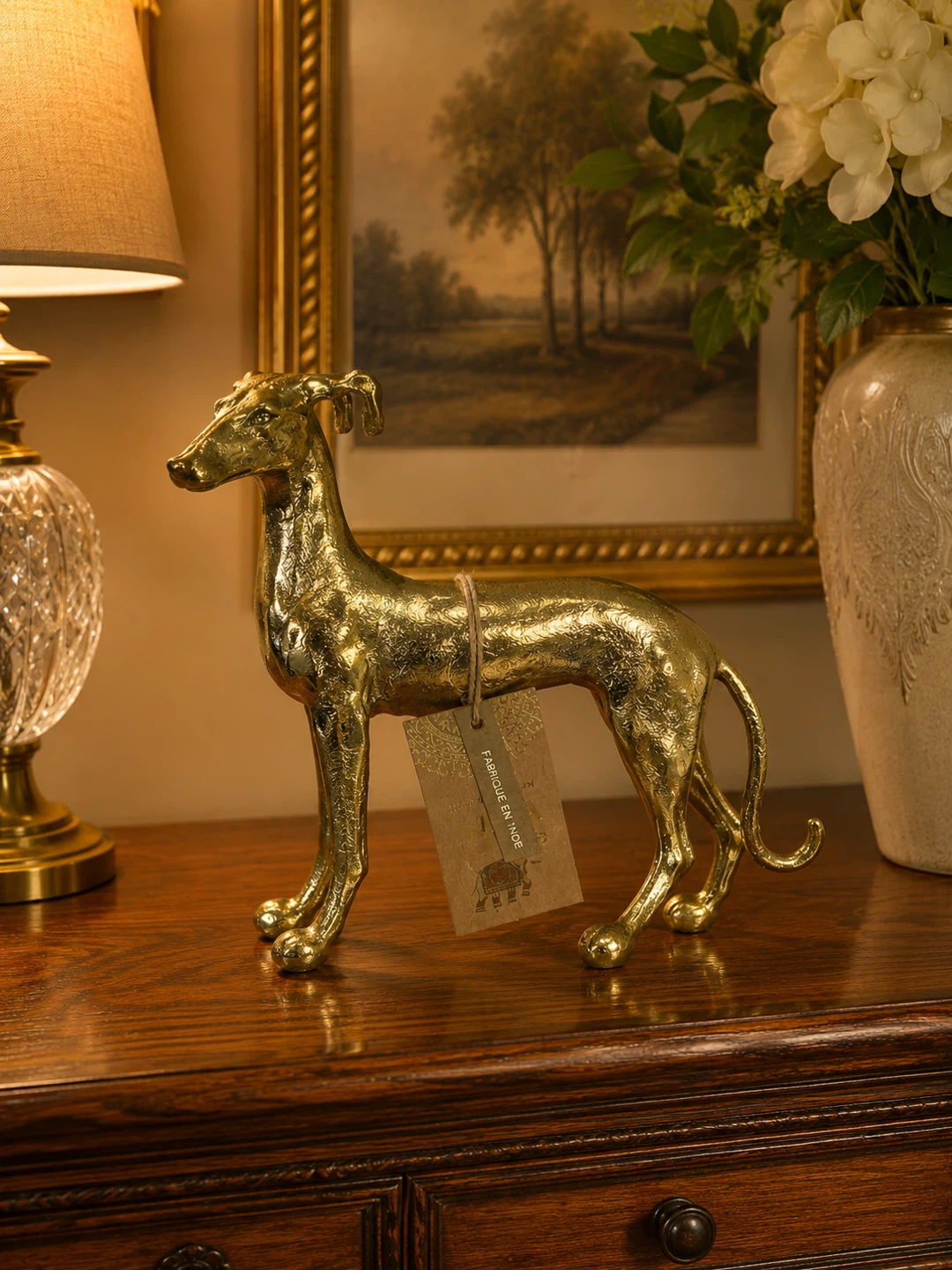 Gold coloured dog figurine