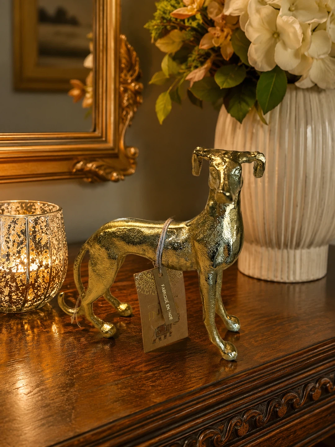 Gold coloured dog figurine - photo 2