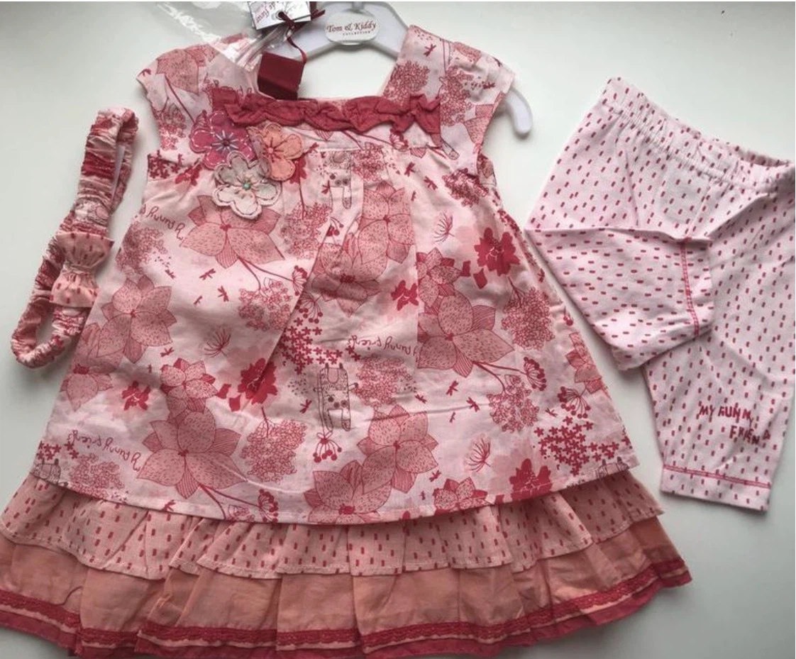 NEW Girls 3-Piece Dress Set – 100% Cotton 03-6M
