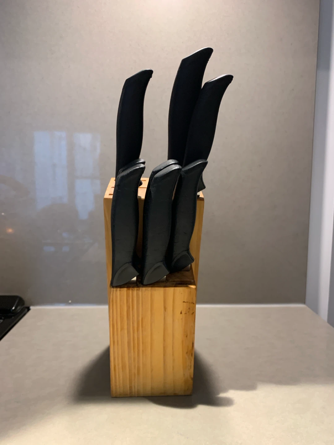 Set of Knives with Wooden Block