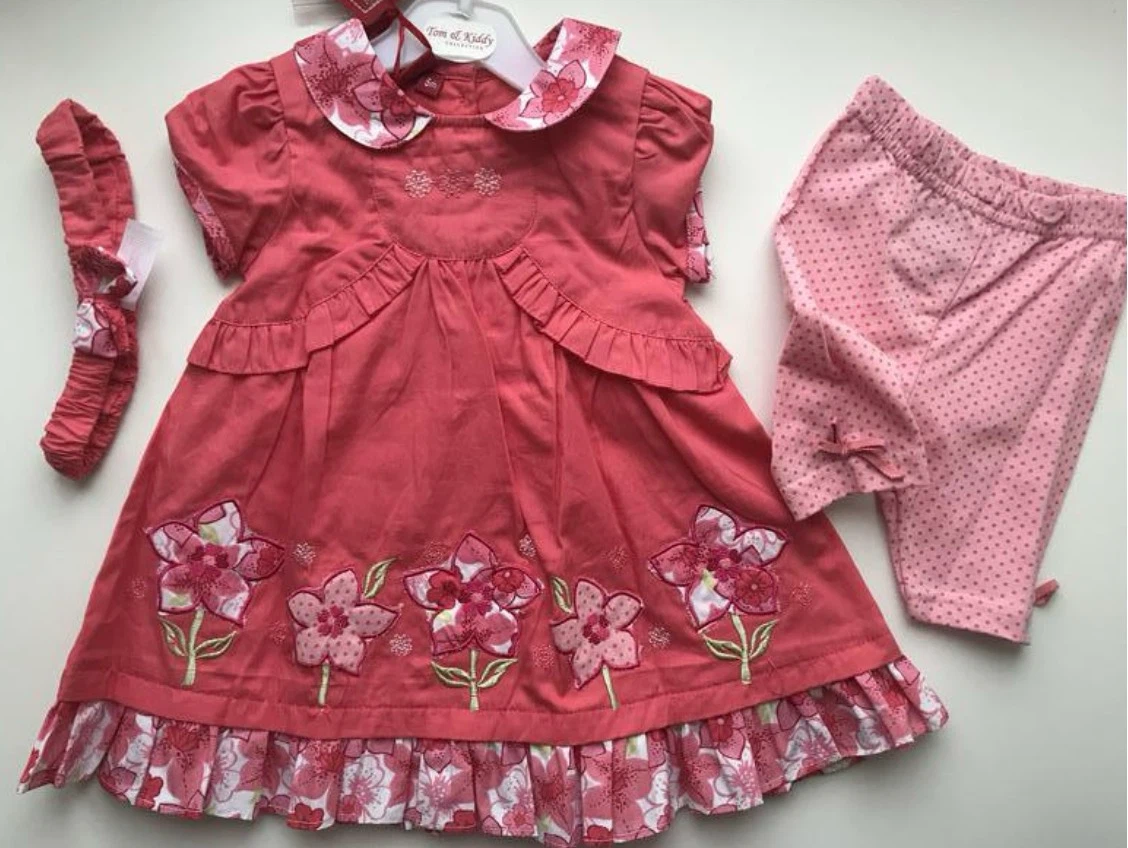 NEW Girls 3-Piece Dress Set – 100% Cotton – 3-6M