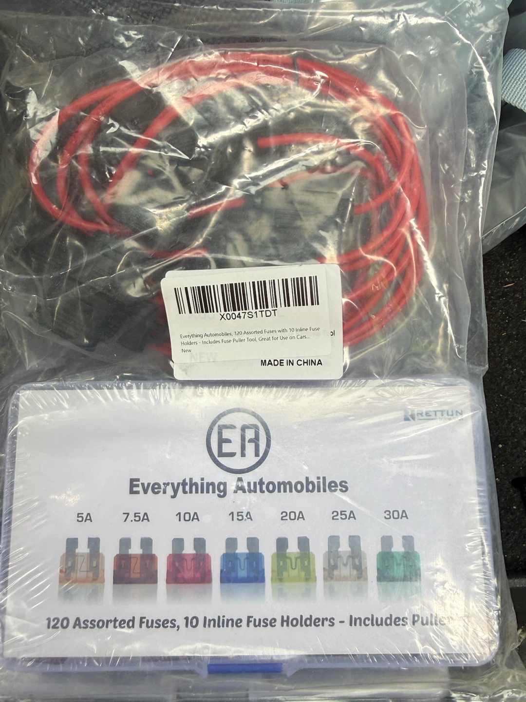 Everything Automobiles 120 Assorted Fuses with 10 Inline Holders