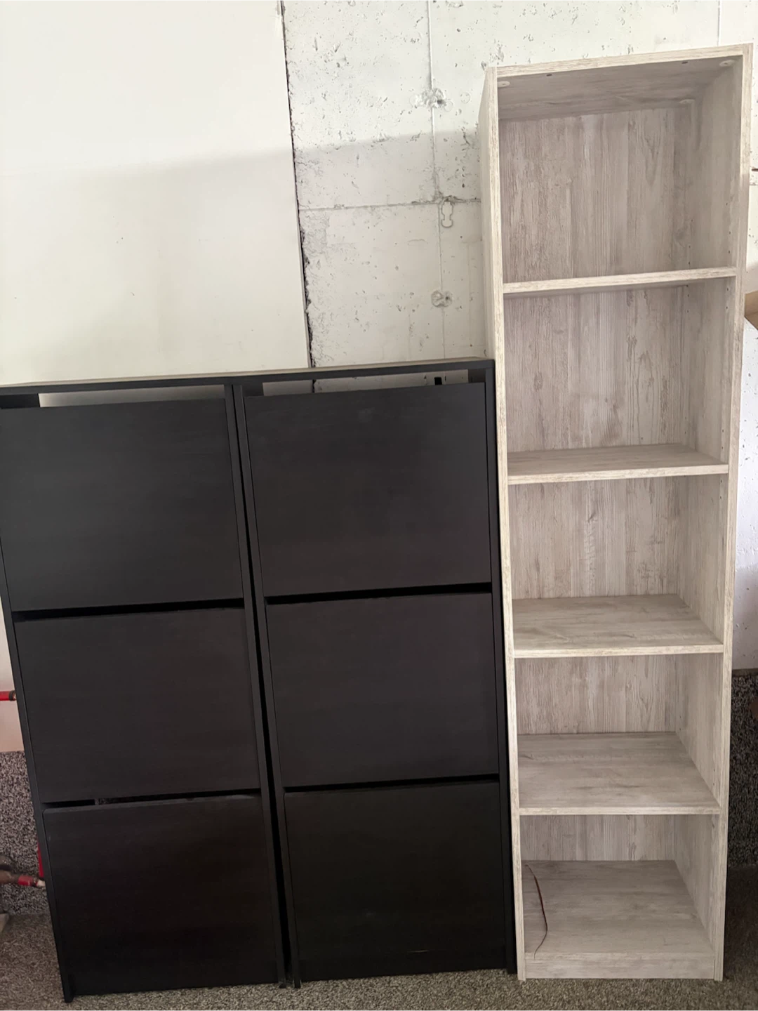 Black Shoe Cabinet and white book shelf - photo 2