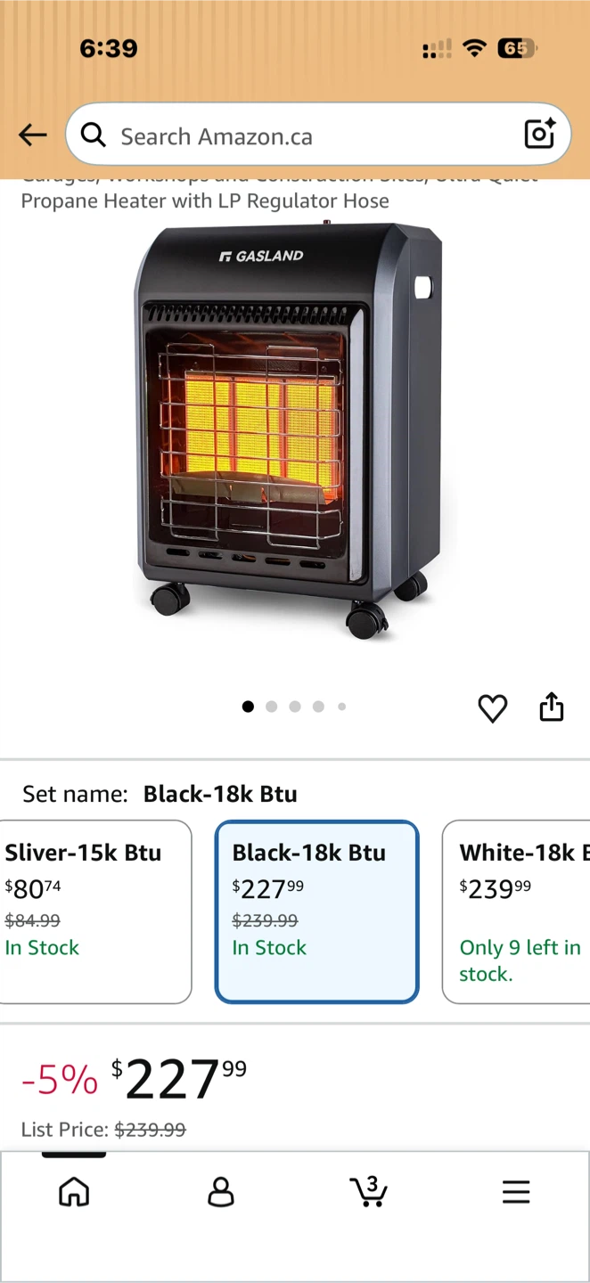 Gasland Outdoors Cabinet Heater - Black, 18,000 BTU