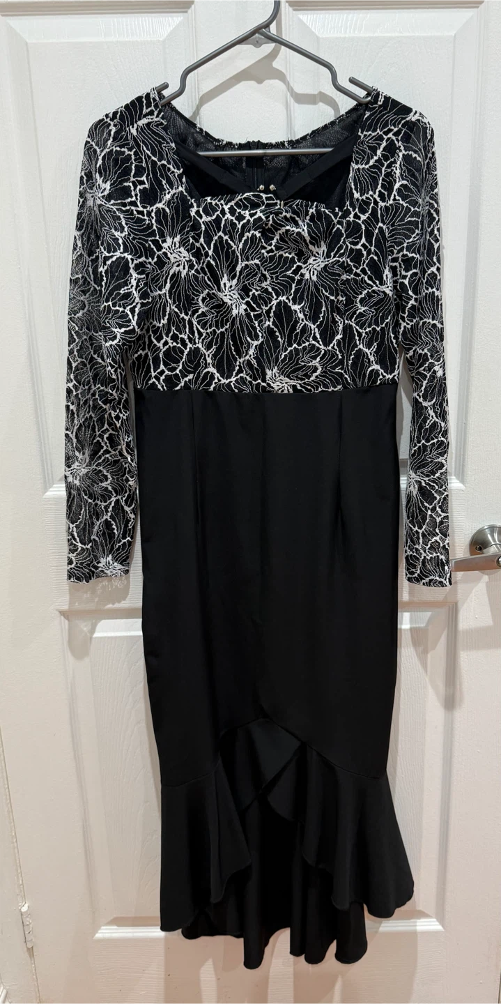 Elegant Black and White Floral Dress