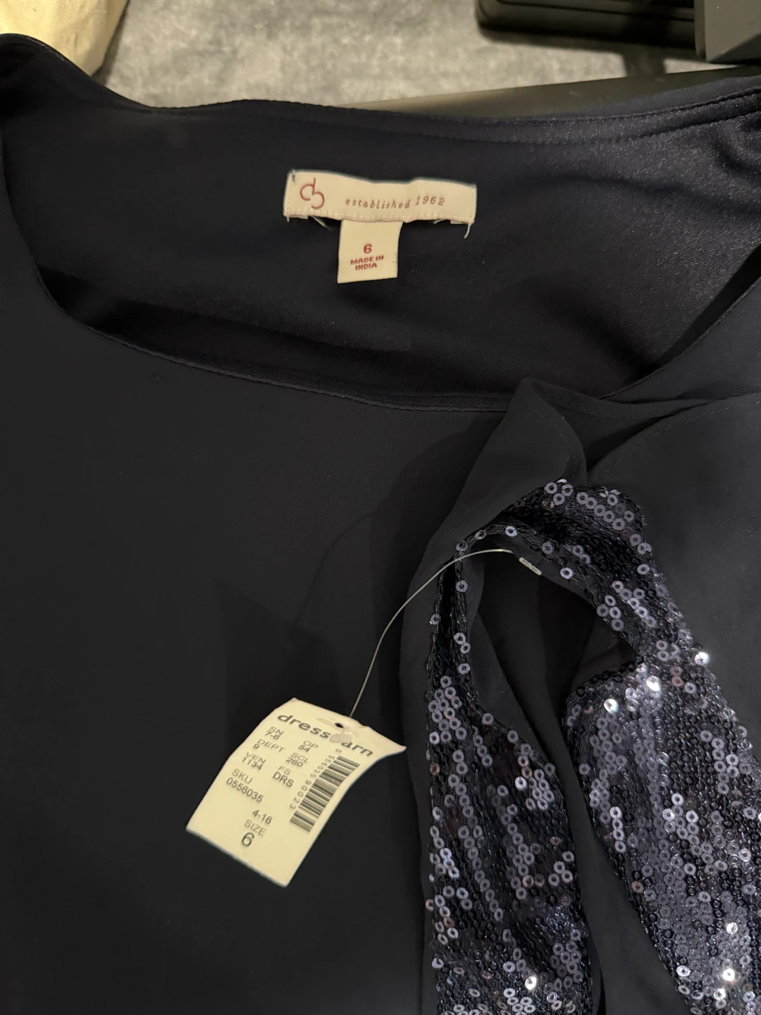 DressBarn Navy Blue Sequin Trim Dress Size 6 - photo 4