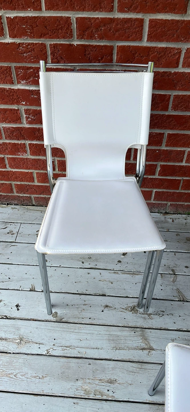 White Faux Leather Dining Chairs (Set of 4) - photo 4