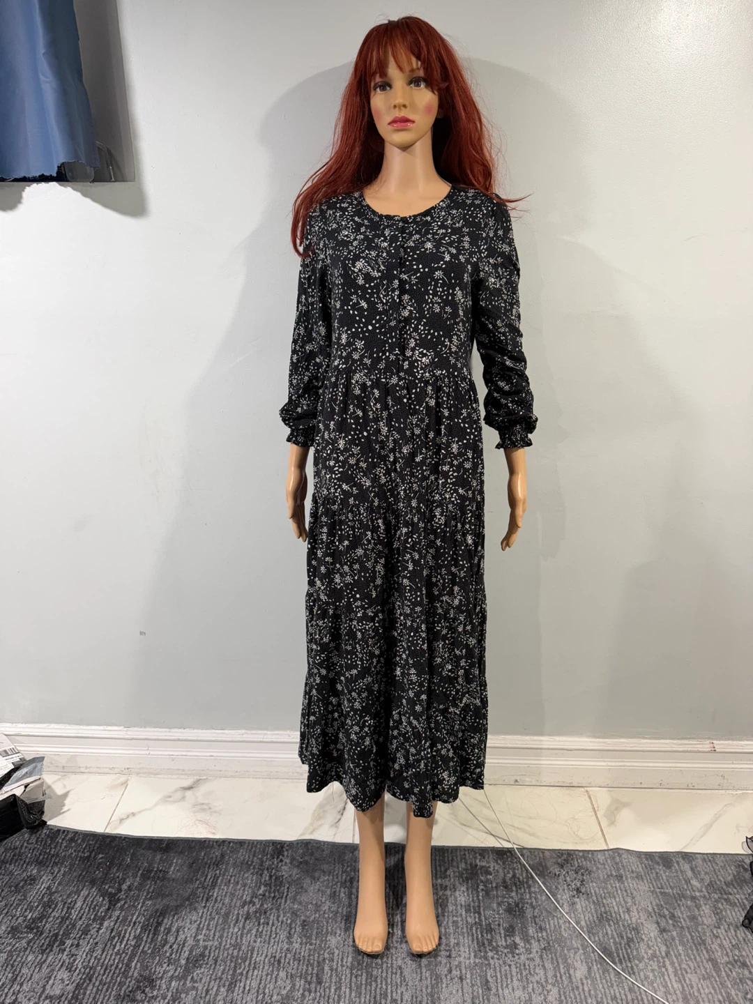 Zara Black Floral Print Maxi Dress