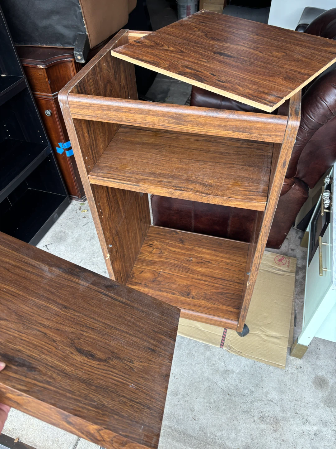 Wood Finish 3-Shelf Bookcase with Wheels - photo 4