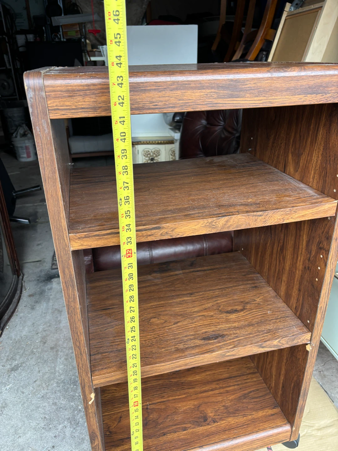 Wood Finish 3-Shelf Bookcase with Wheels - photo 5