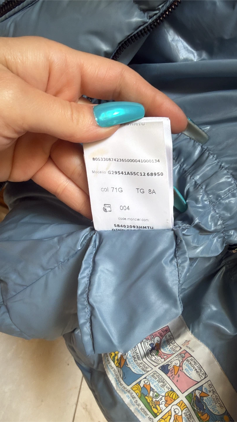 Moncler Baby Blue Down Puffer Coat with Fur Hood Size 8A - photo 2