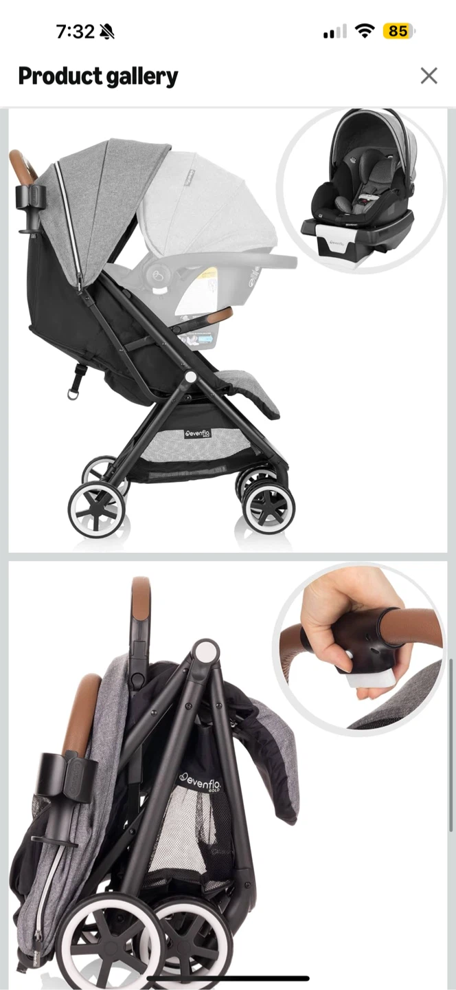 Evenflo Gold Otto Travel Stroller - Moonlight Gray - photo 4