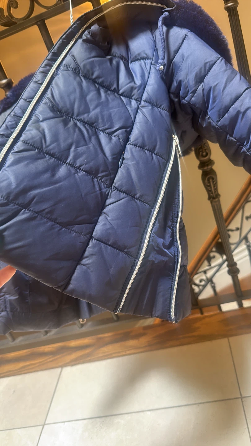 GDL Junior Fashion Puffer Coat with Fur Hood - Navy Blue - photo 2