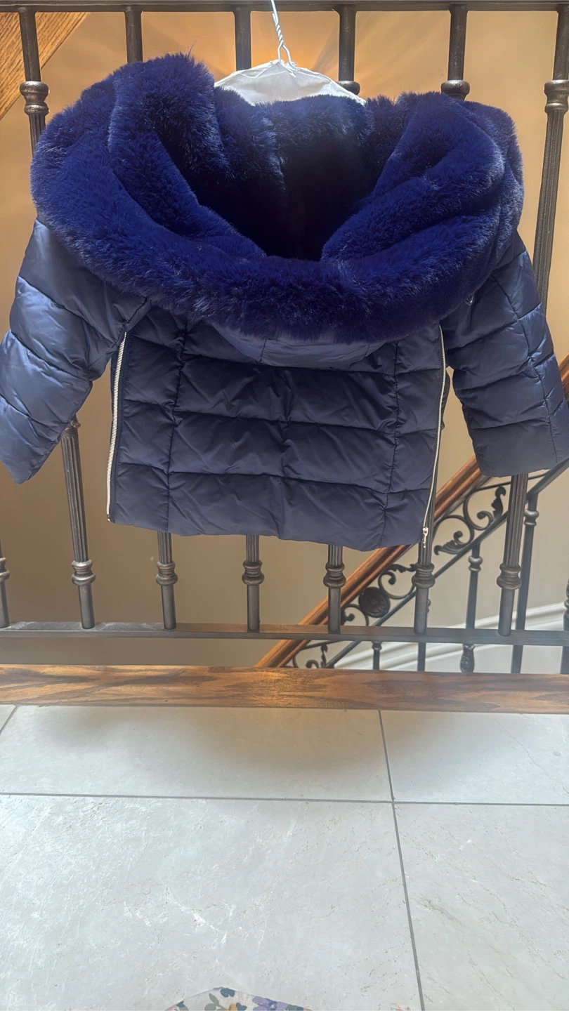 GDL Junior Fashion Puffer Coat with Fur Hood - Navy Blue - photo 3