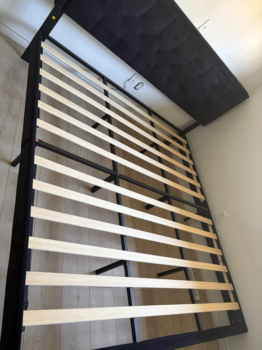 Black Velvet Tufted Headboard Bed Frame
