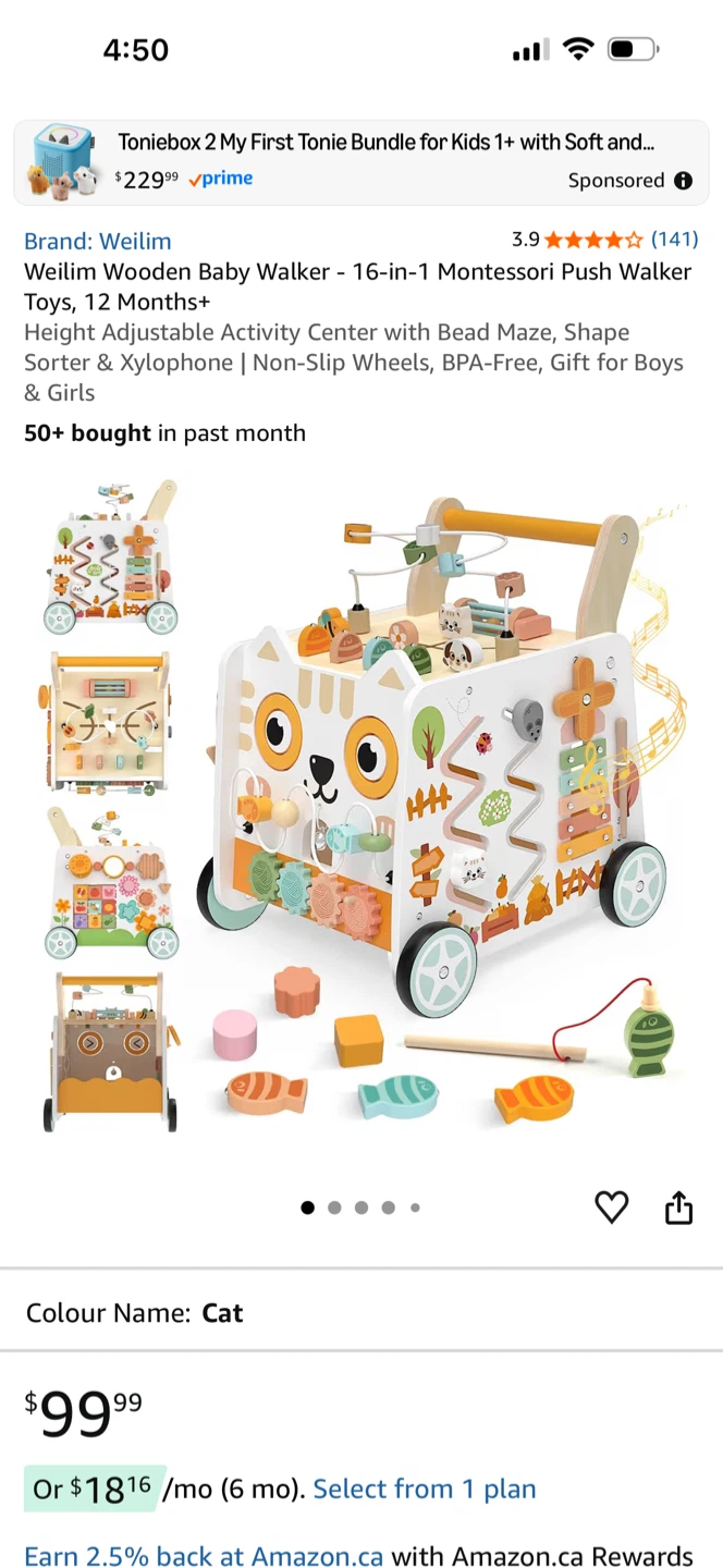 Weilim Wood Kitty Cart - 16-in-1 Montessori Baby Walker - photo 3