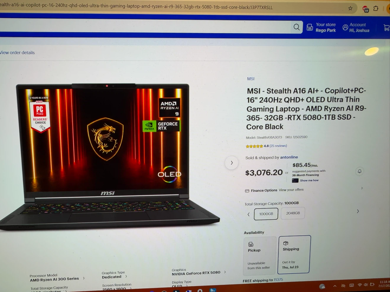 MSI Stealth A16 AI+ Laptop RTX 5080 - photo 4