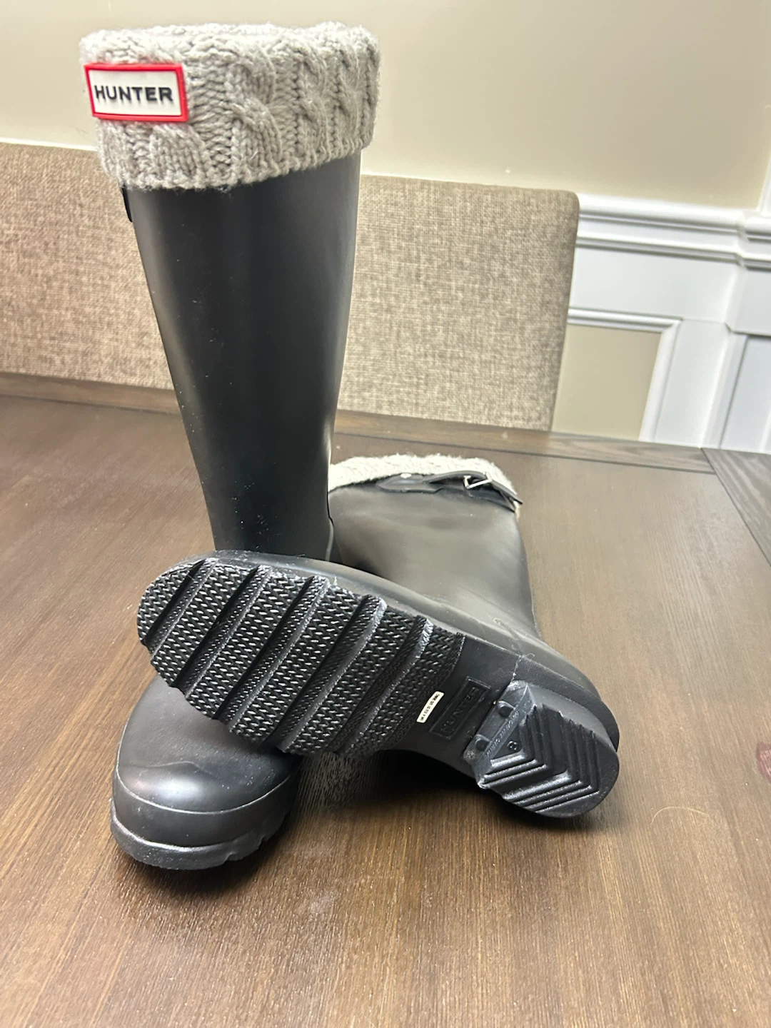 Hunter Black Rubber Boots with Knit Socks - photo 3