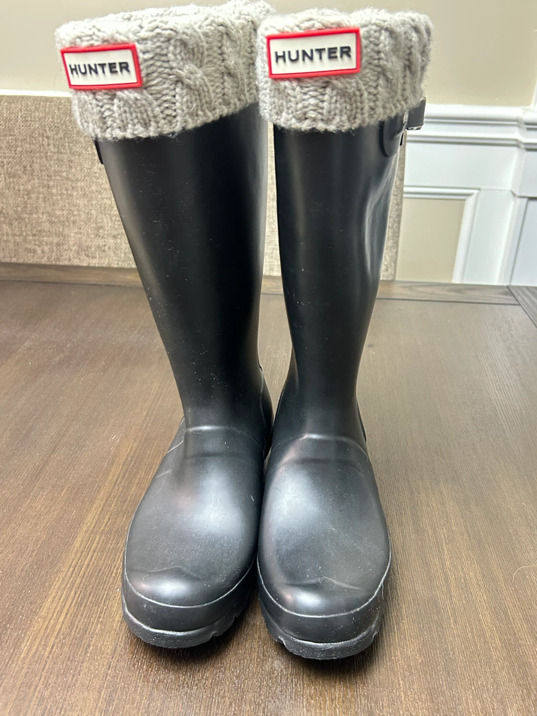 Hunter Black Rubber Boots with Knit Socks - photo 4