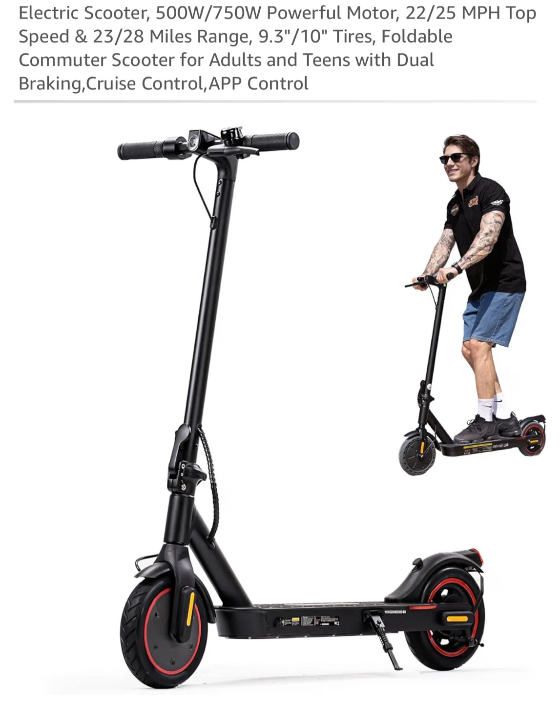 Maxshot Electric Scooter - 500W Motor, 22 Mph