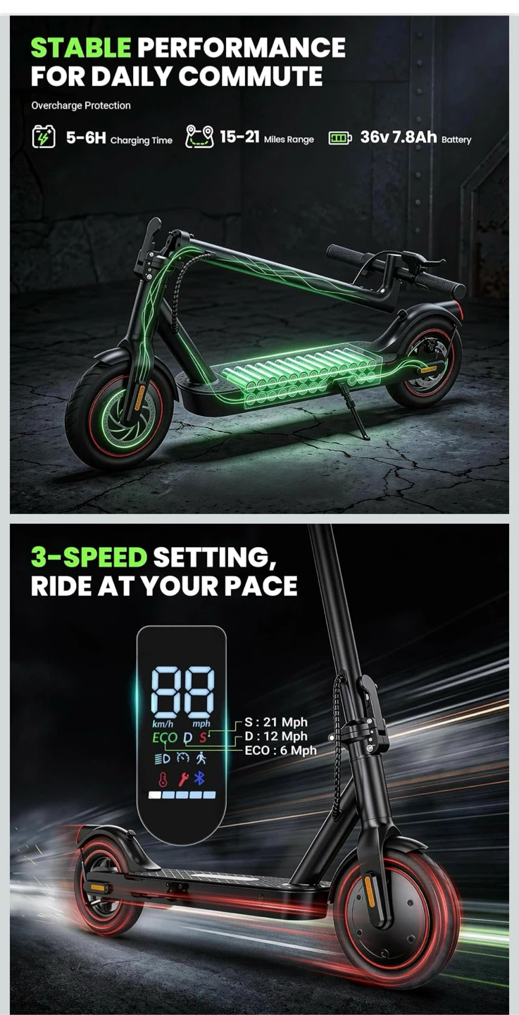 Maxshot Electric Scooter - 500W Motor, 22 Mph - photo 3