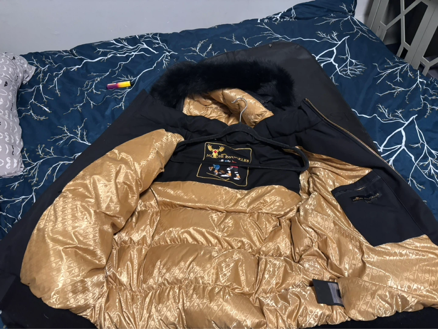 Moose Knuckles Black Bomber Jacket
