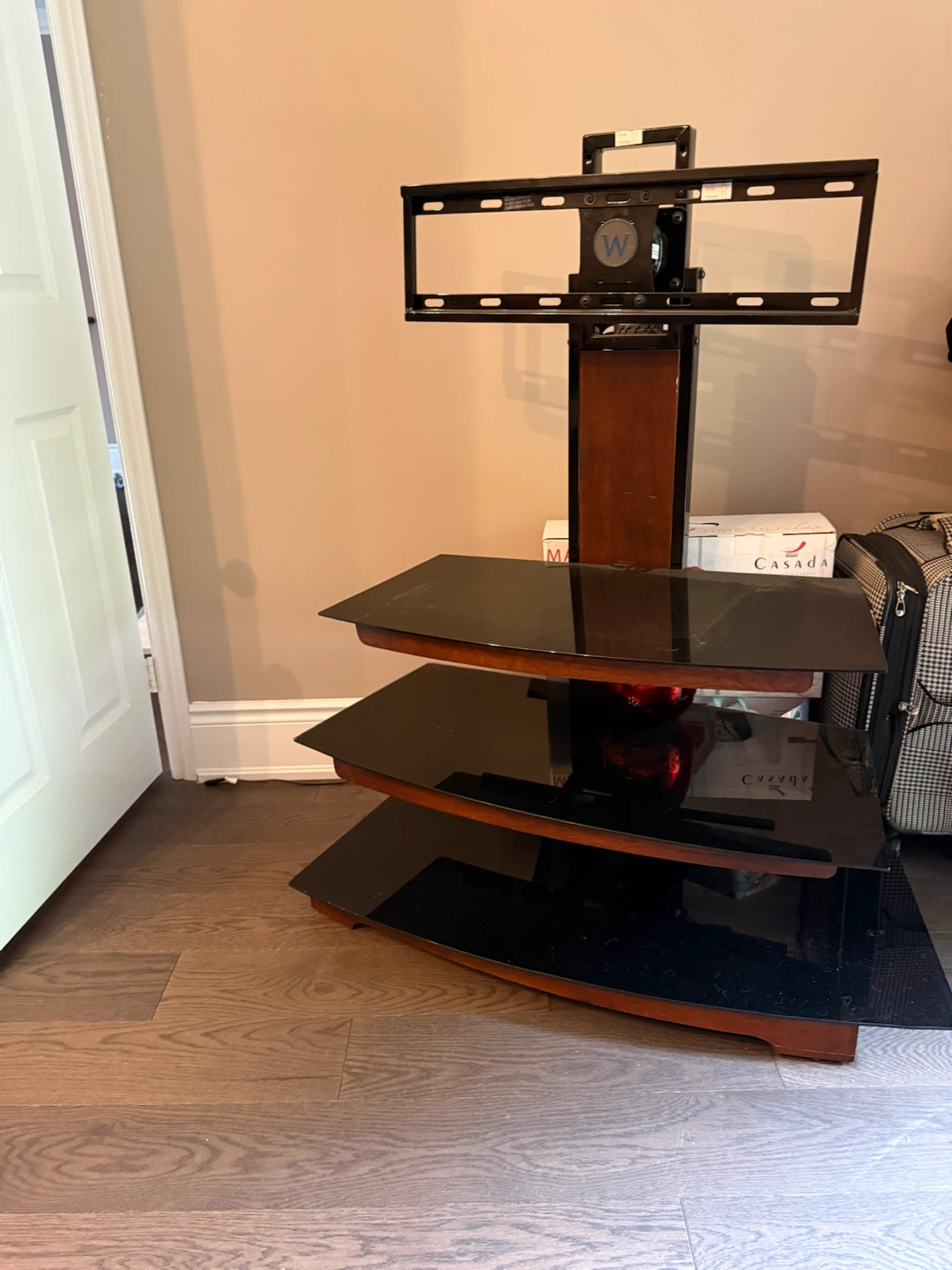 Wood and Glass TV Stand with Mount