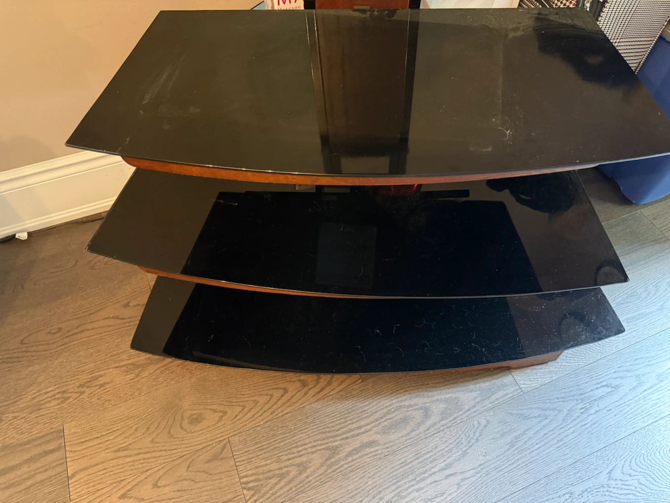 Wood and Glass TV Stand with Mount - photo 2