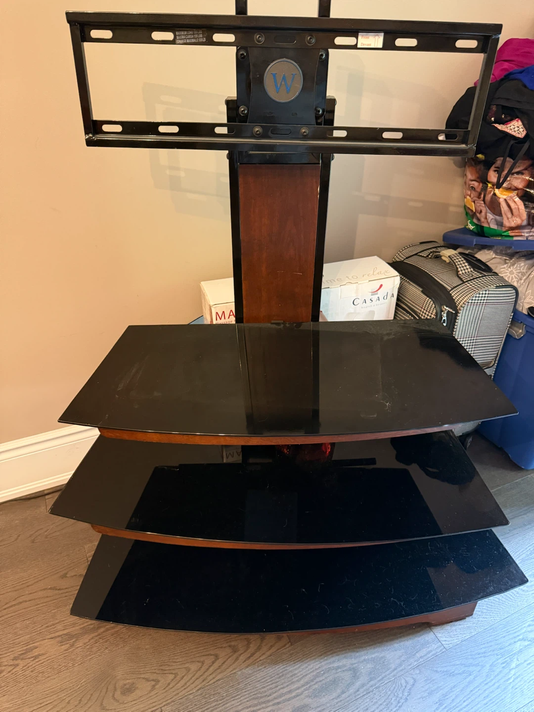 Wood and Glass TV Stand with Mount - photo 3