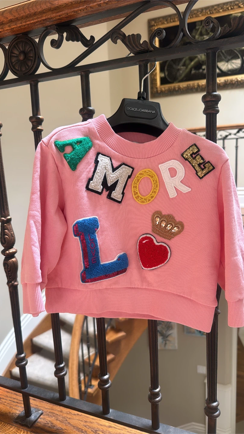 Dolce & Gabbana Pink "Amore" Patch Sweatshirt