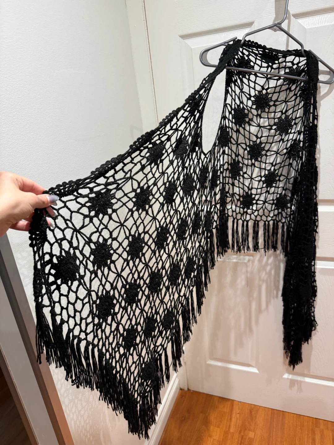 Black Crochet Vest with Fringe - photo 3