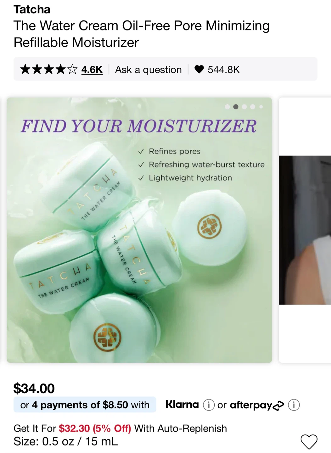 NEW 15ML MINI TATCHA THE WATER CREAM - photo 2