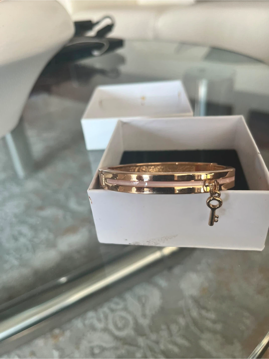 Gold Tone Bangle Bracelet with Charm - photo 3