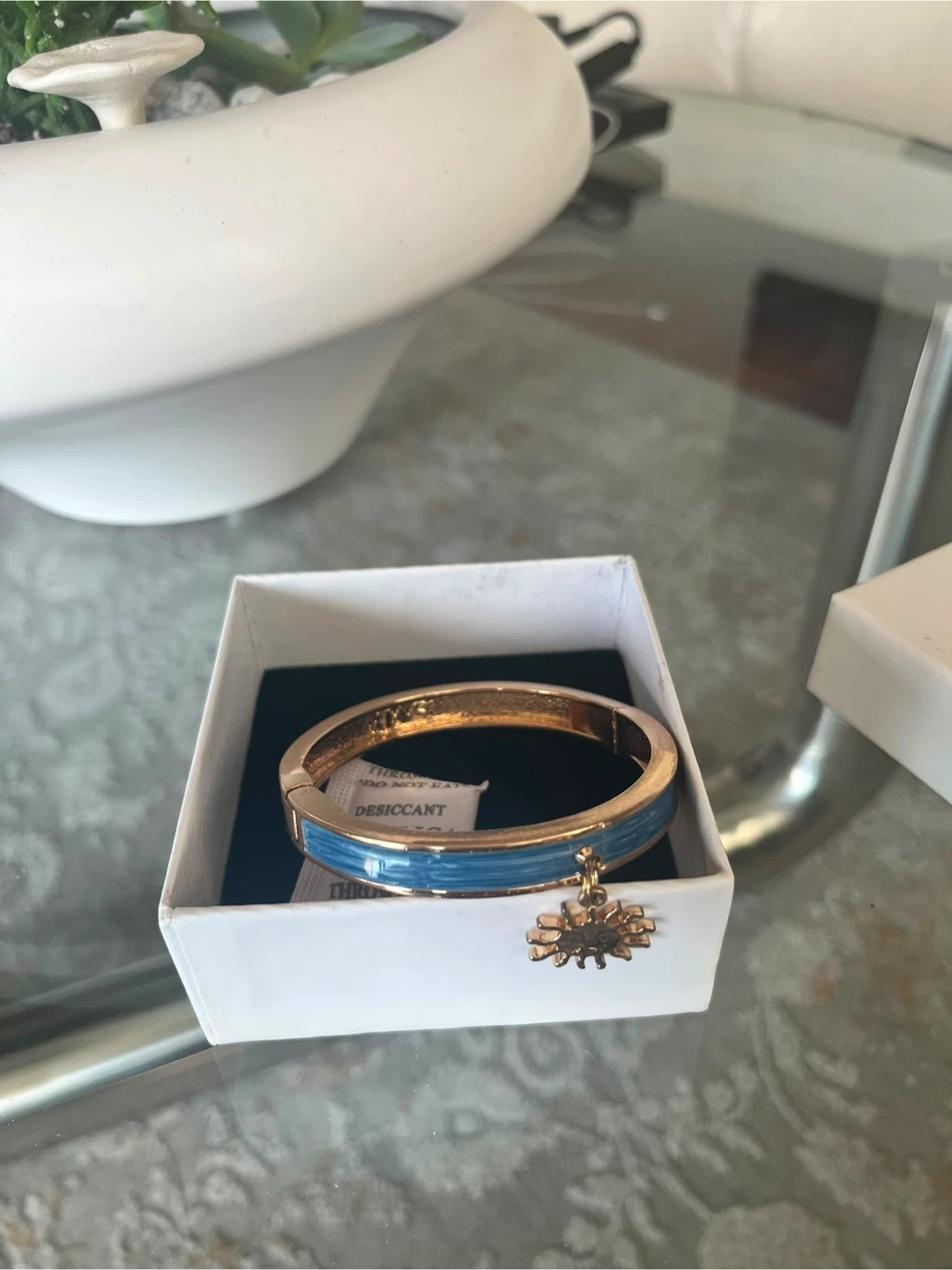 Gold Tone Bangle Bracelet with Charm - photo 4