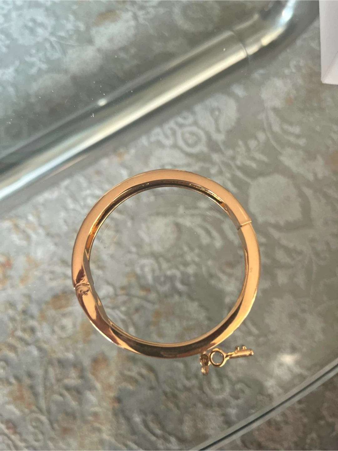 Gold Tone Bangle Bracelet with Charm - photo 2