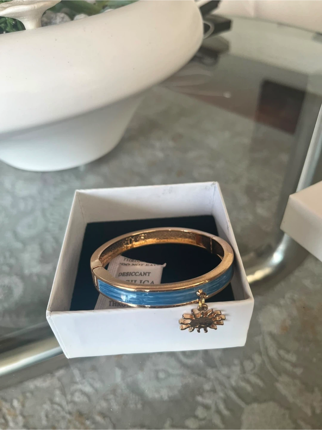 Gold Tone Bangle Bracelet with Charm